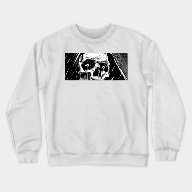 Crying Skull Black and White Art Crewneck Sweatshirt by DeathAnarchy